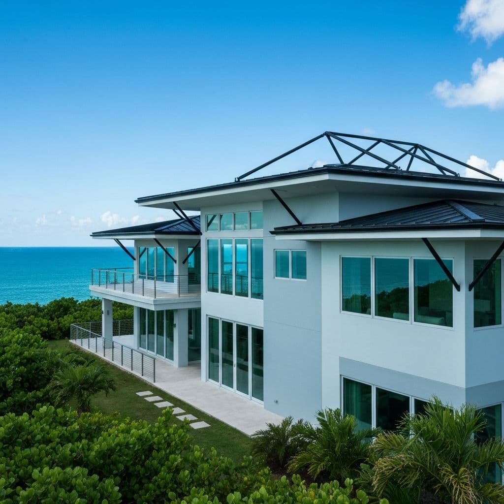 Coastal contemporary home with impact-resistant roof