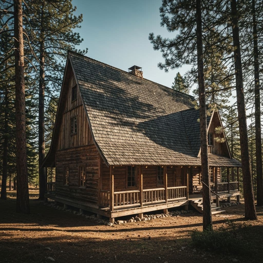 Mountain cabin with heavy-duty architectural shingles